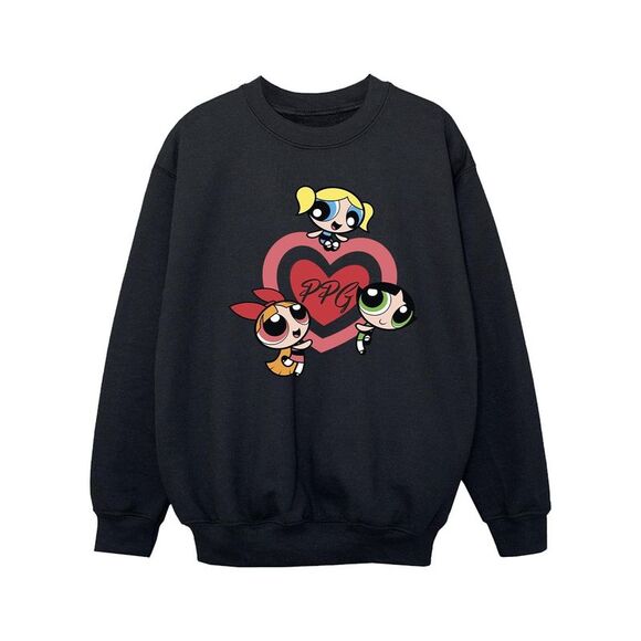 The Powerpuff Girls Girls Double Heart Sweatshirt / Black